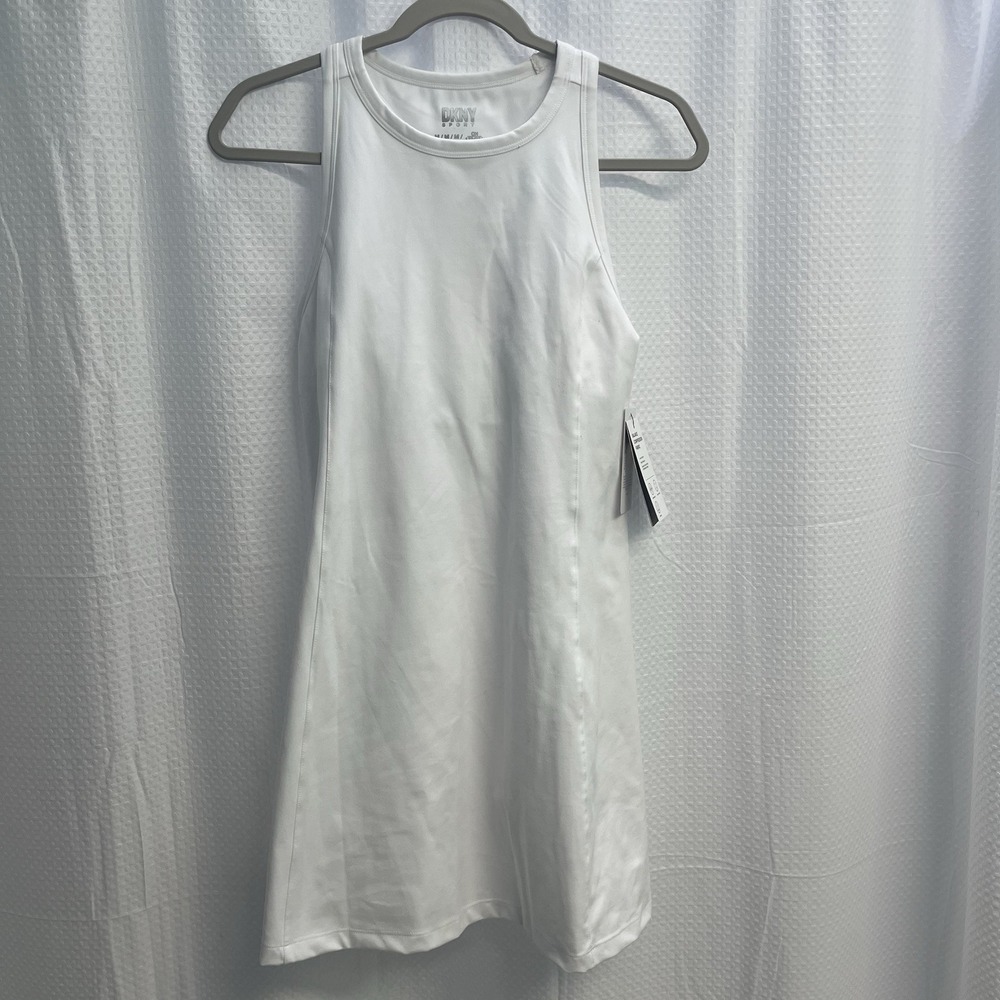 DKNY Sport Women's White Compression Racerback Tennis Walking Dress Medium